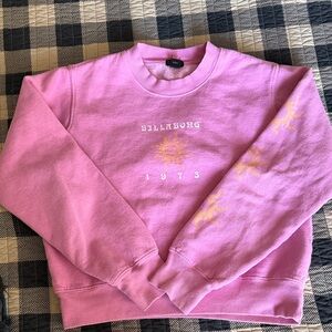 Billabong 1973 Pink Crewneck Sweatshirt with Yellow Sun Graphics